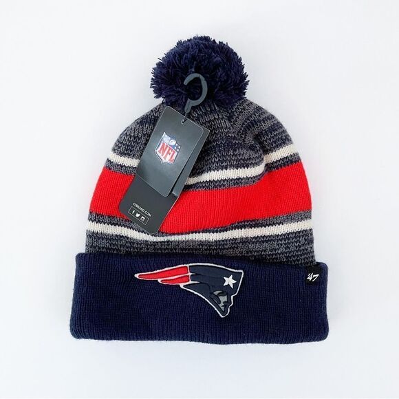 New England Patriots '47 State Line Cuffed Knit Hat with Pom - Navy - Picture 1 of 2